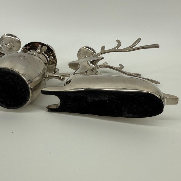 Set of 3 Silver Metal Reindeer & Snowman Candle Holders Modern Christmas Decor - Picture 12 of 13